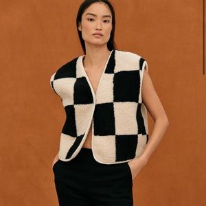 Source Unknown Black and White Checkered Vest